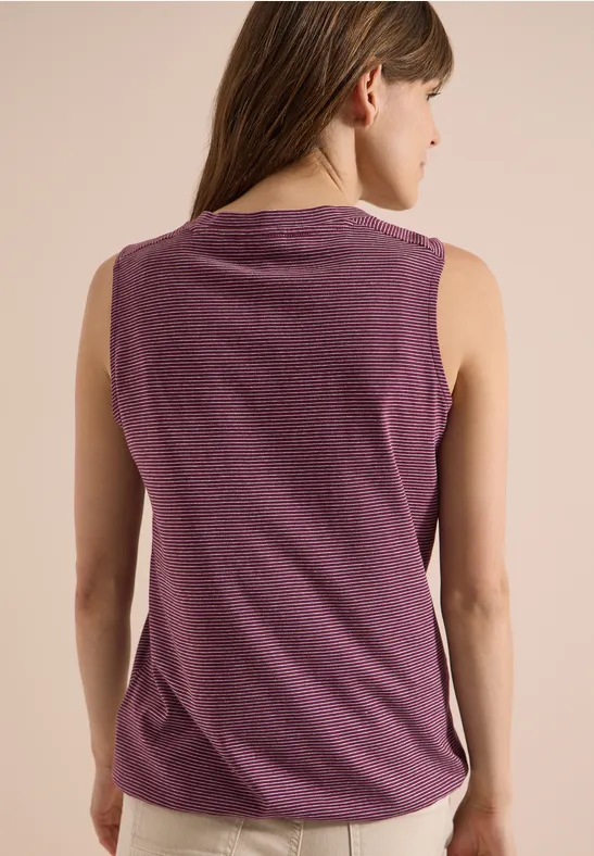 Ärmelloses gestreiftes V-Neck-Top