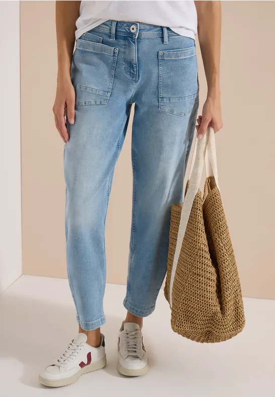Lässige High-Waist Barrel-Leg-Jeans