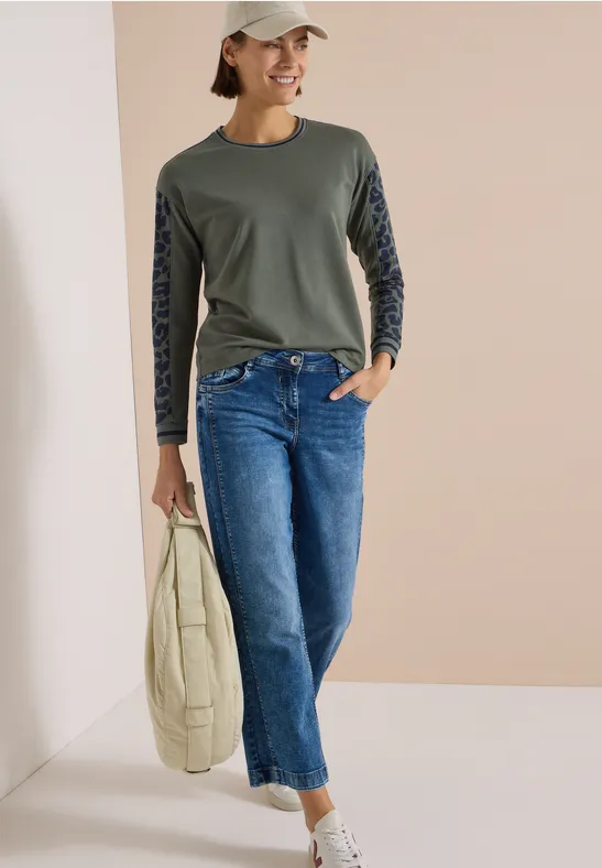 Langarmshirt mit Leoparden-Print
