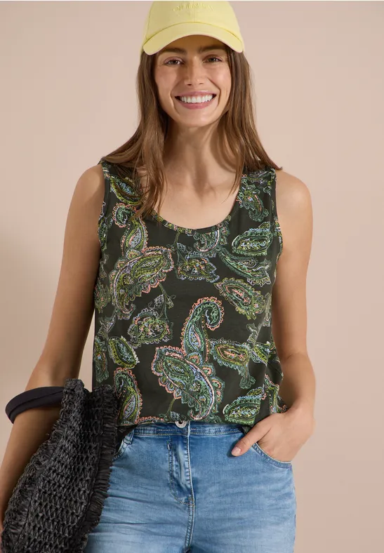 Paisley-Top mit geflochtenen Details