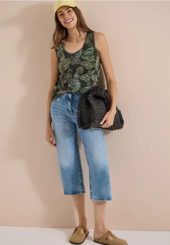 Paisley-Top mit geflochtenen Details