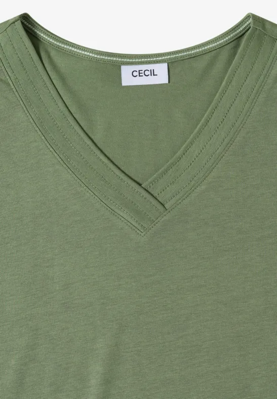 Lässiges V-Ausschnitt Kurzarmshirt