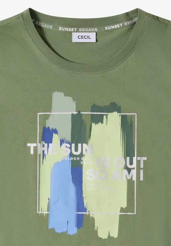 Rundhals-Shirt mit künstlerischem Print