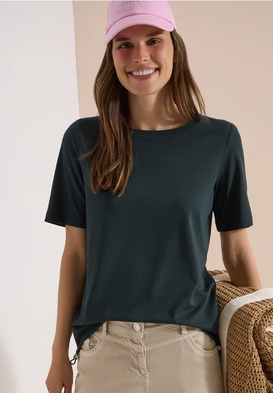 U-Boot-Ausschnitt Shirt mit Tunnelzügen