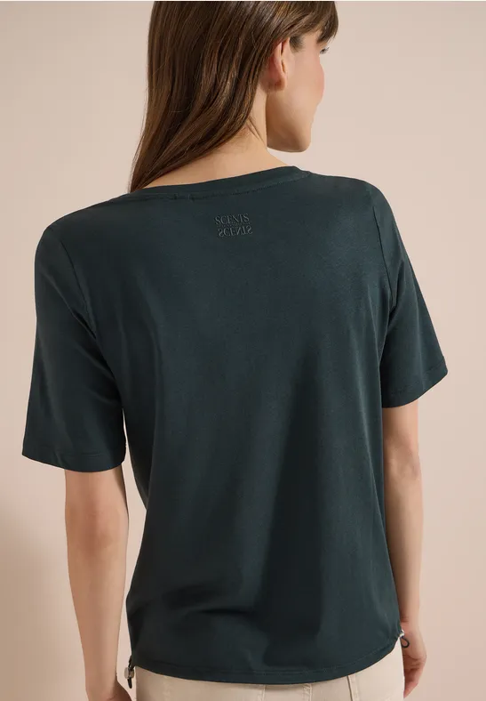 U-Boot-Ausschnitt Shirt mit Tunnelzügen
