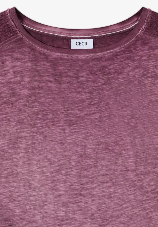 T-Shirt mit U-Boot-Ausschnitt und Flammgarn-Optik