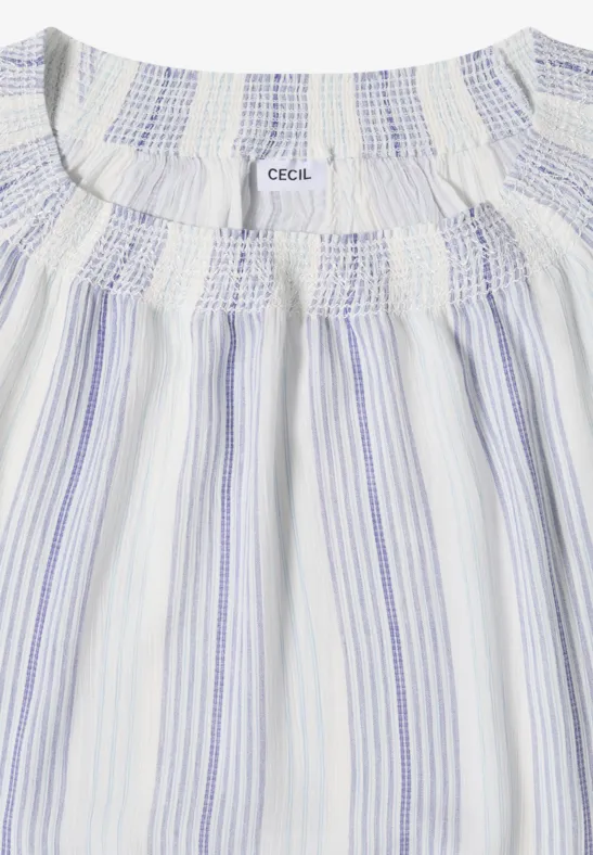 Gestreifte Viskose-Bluse mit Carmen-Ausschnitt