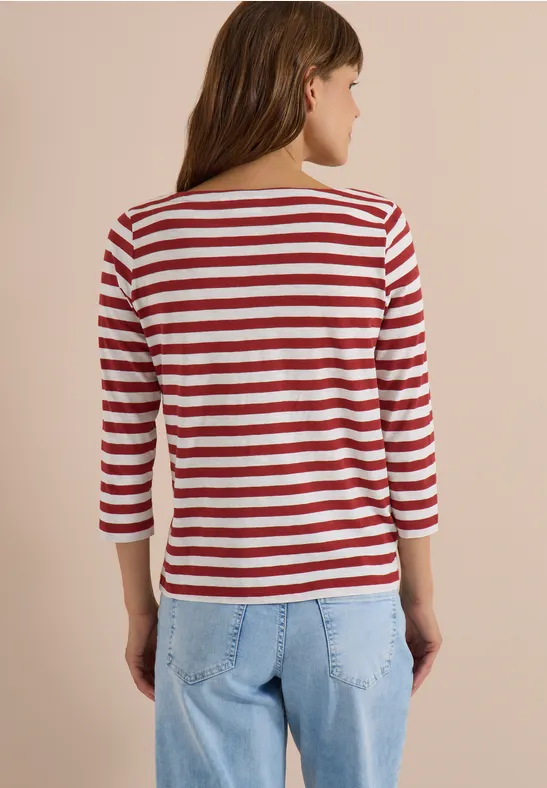 Gestreiftes Shirt mit U-Boot-Ausschnitt