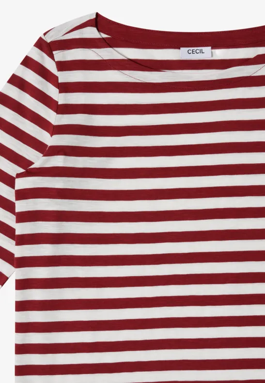 Gestreiftes Shirt mit U-Boot-Ausschnitt