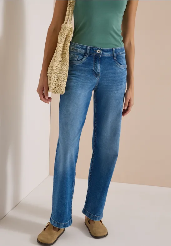 High-Waist-Jeans mit weitem Bein