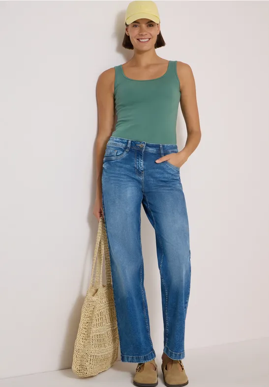 High-Waist-Jeans mit weitem Bein