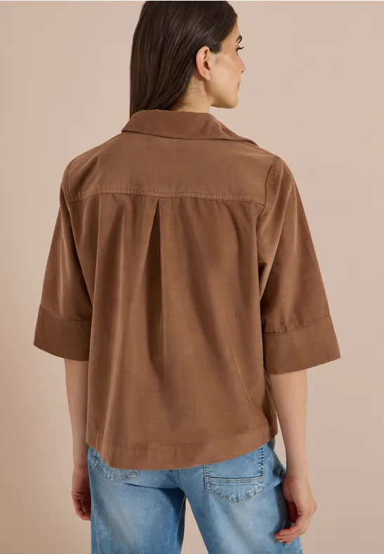 Kurzärmlige Hemdbluse aus Baumwolle