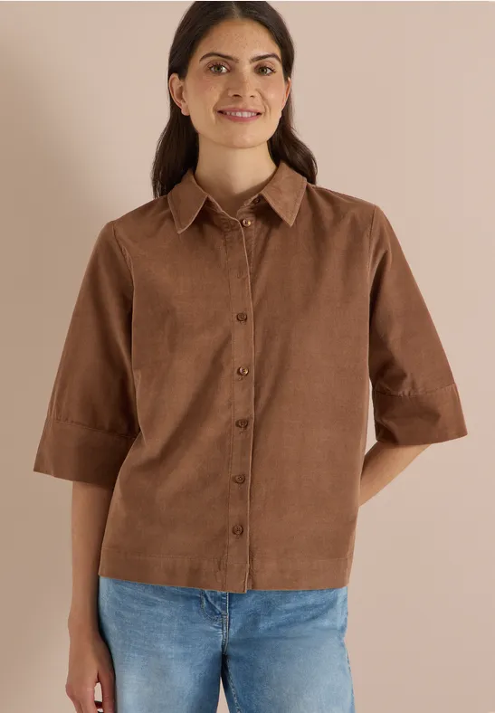 Kurzärmlige Hemdbluse aus Baumwolle