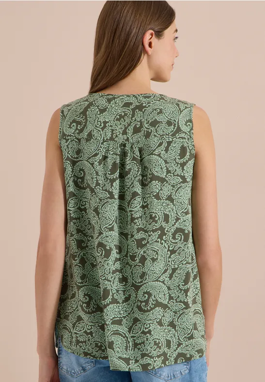 Ärmelloses Blusentop mit Paisley-Print