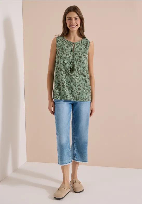 Ärmelloses Blusentop mit Paisley-Print