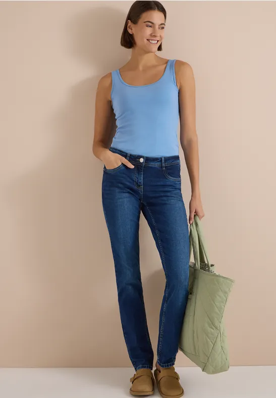 Legere Straight-Leg-Jeans mit mittlerer Leibhöhe