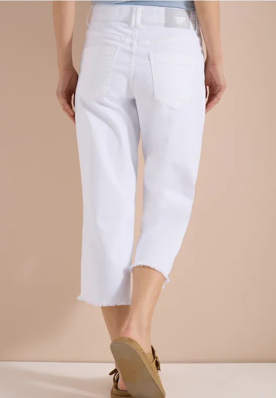 Weiße Wide Leg Cropped Jeans