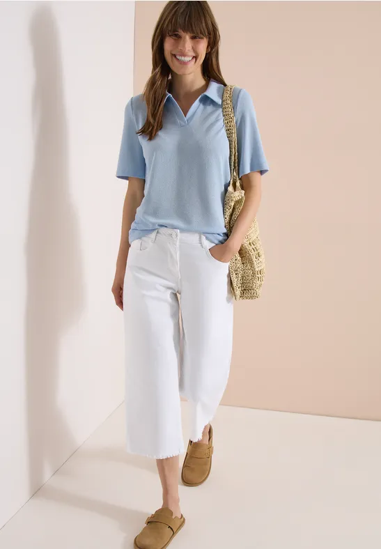 Weiße Wide Leg Cropped Jeans