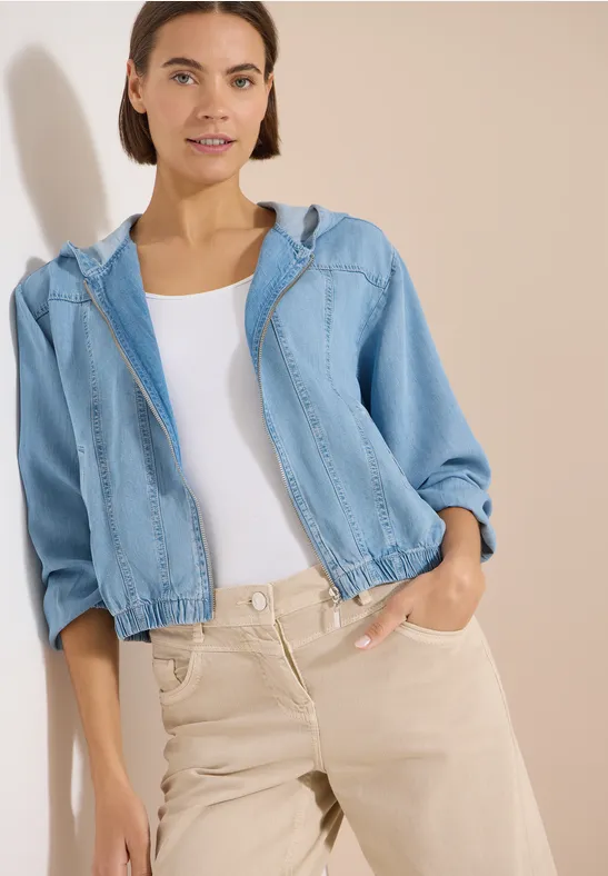 Blouson-Jacke mit Kapuze im Denim-Look