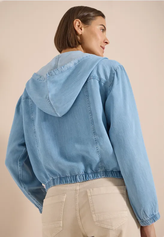 Blouson-Jacke mit Kapuze im Denim-Look