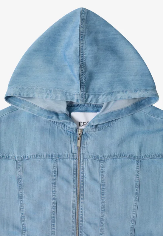 Blouson-Jacke mit Kapuze im Denim-Look
