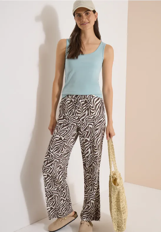 Straight-Leg-Hose mit Zebra-Print