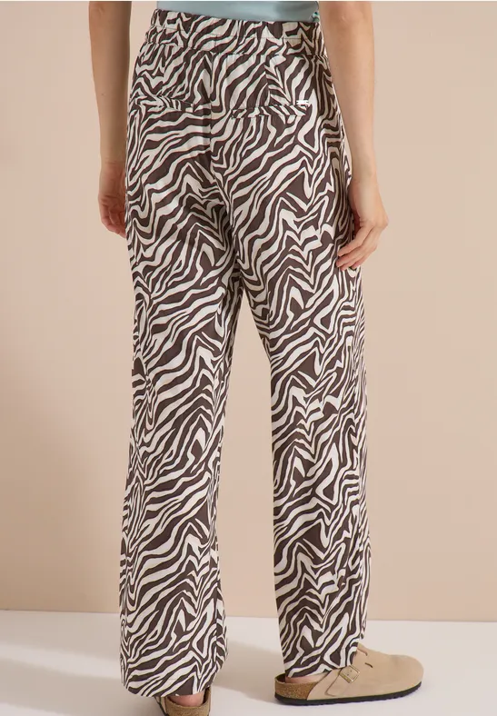 Straight-Leg-Hose mit Zebra-Print