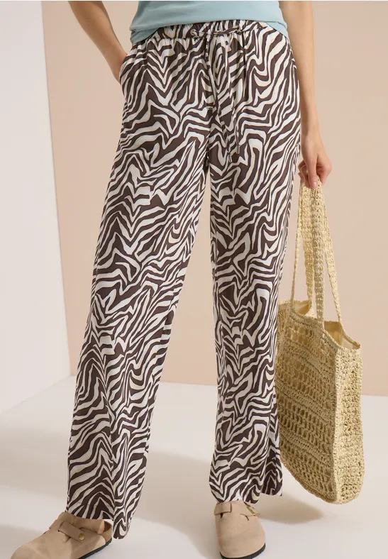Straight-Leg-Hose mit Zebra-Print