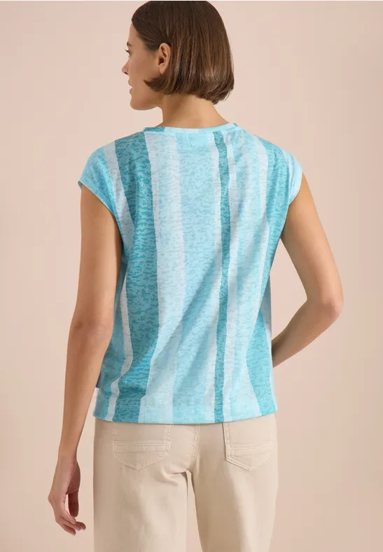 Gestreiftes Ausbrenner-Shirt mit Tunnelzug