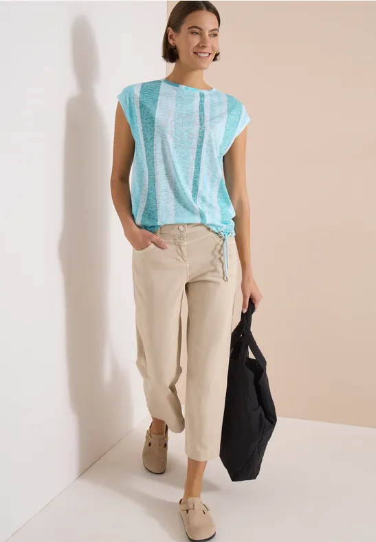 Gestreiftes Ausbrenner-Shirt mit Tunnelzug