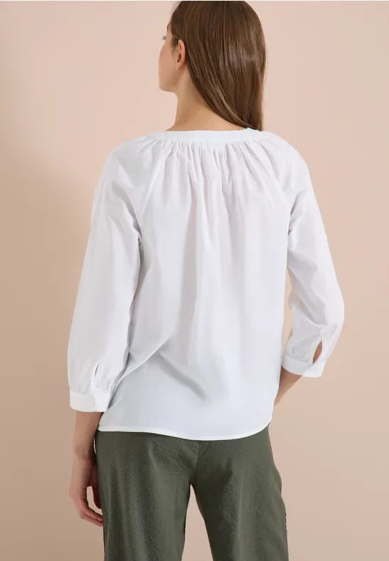 Lockeres Split-Neck-Top mit Bändern