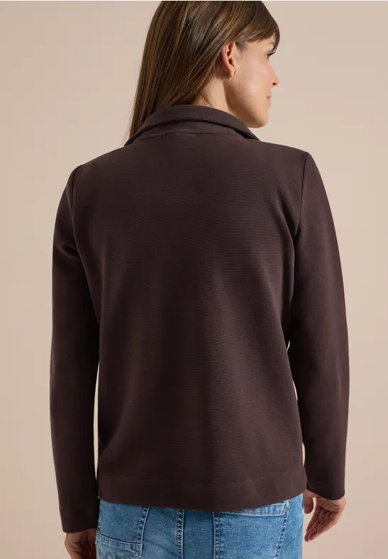 Strukturjacke mit Stehkragen und Reißverschluss