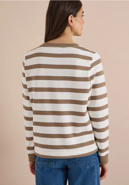 Gestreiftes Sweatshirt mit Tunnelzug Saum