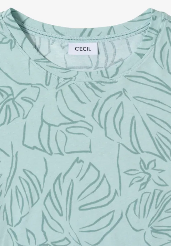T-Shirt mit Rundhals und Blätterprint