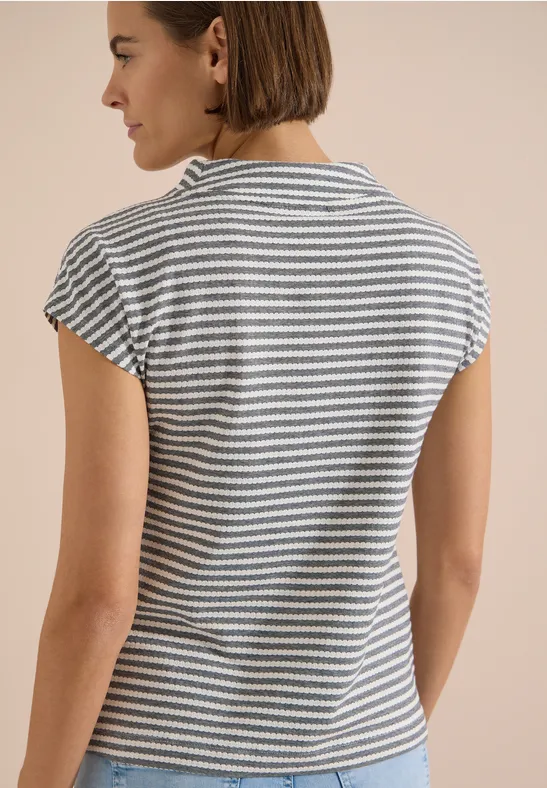 Gestreiftes T-Shirt mit Stehkragen