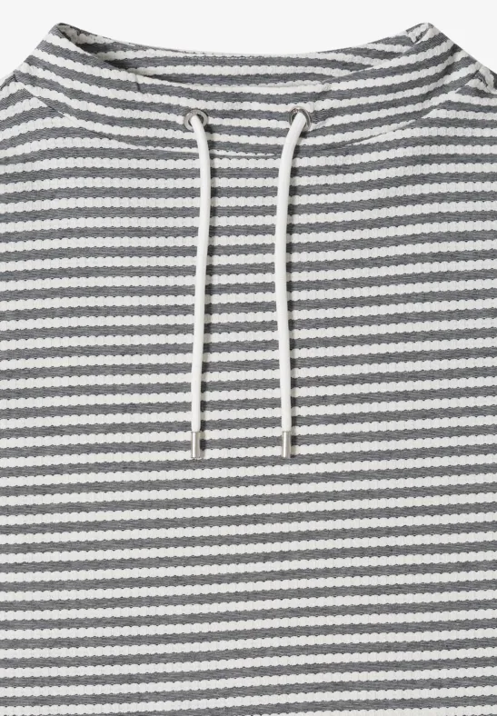 Gestreiftes T-Shirt mit Stehkragen
