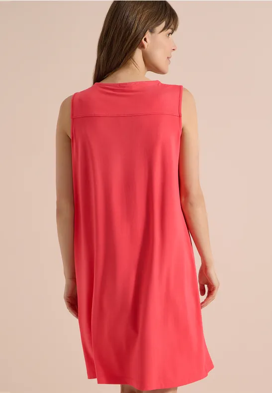 Ärmelloses Jersey-Etui-Kleid mit V-Ausschnitt
