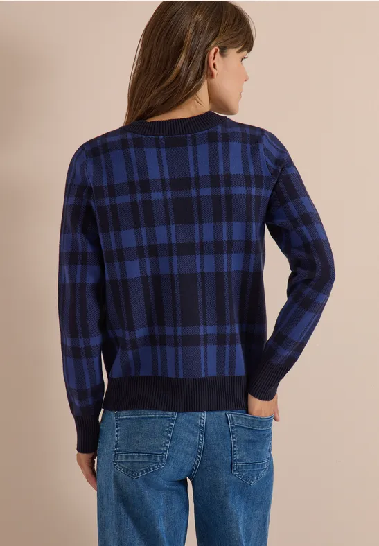 Karierter Cardigan mit Reißverschluss