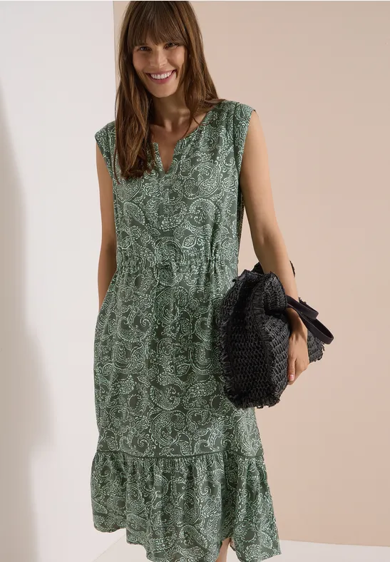 Midi-Kleid mit Paisley-Print und Tunnelzug