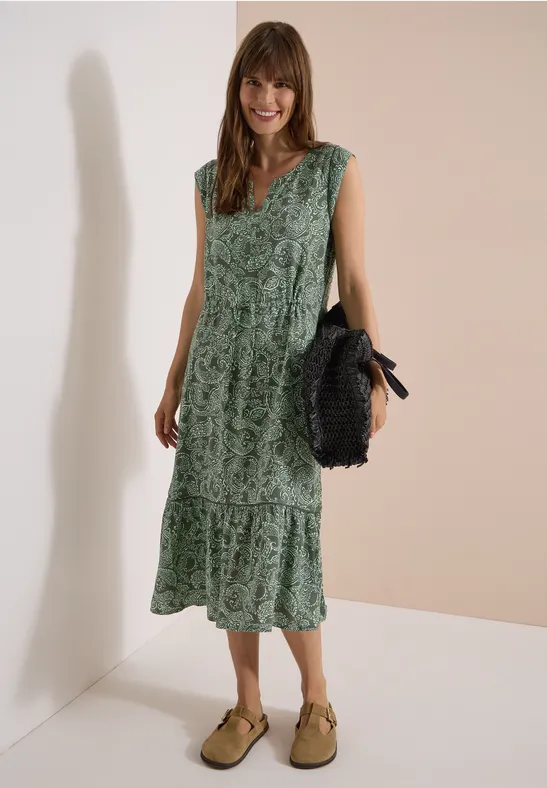 Midi-Kleid mit Paisley-Print und Tunnelzug