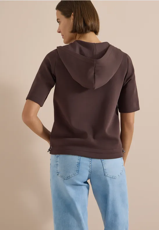 Kurzärmlige Kapuzenjacke mit Reißverschluss