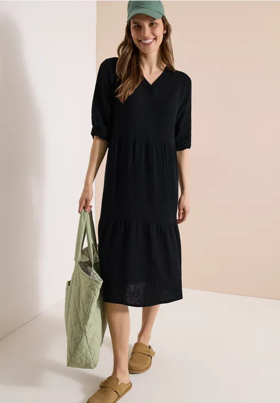 Gestuftes Midikleid aus Musselin