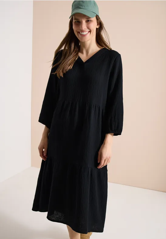 Gestuftes Midikleid aus Musselin