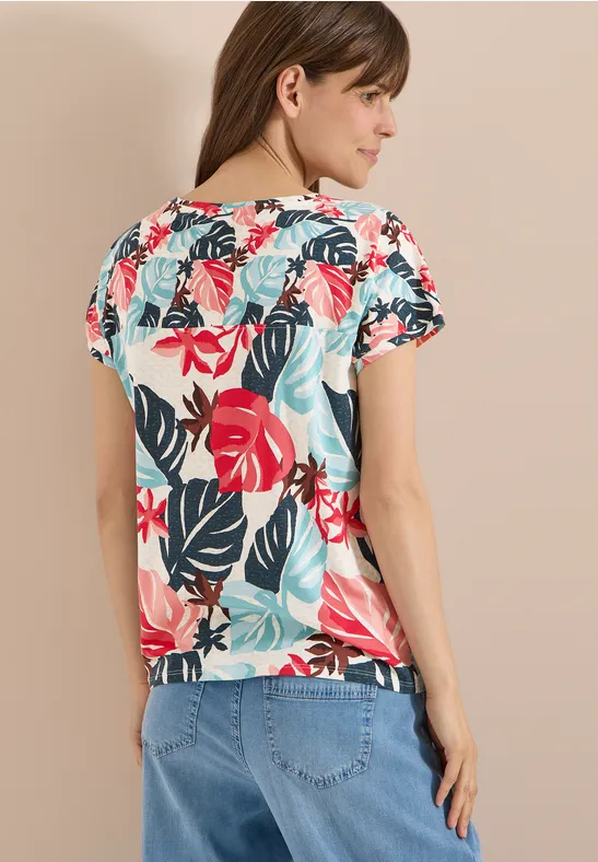 T-Shirt mit tropischem Blätter-Print