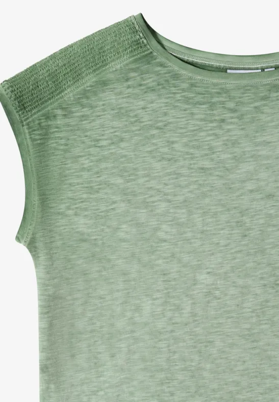 Baumwoll-T-Shirt mit U-Boot-Ausschnitt
