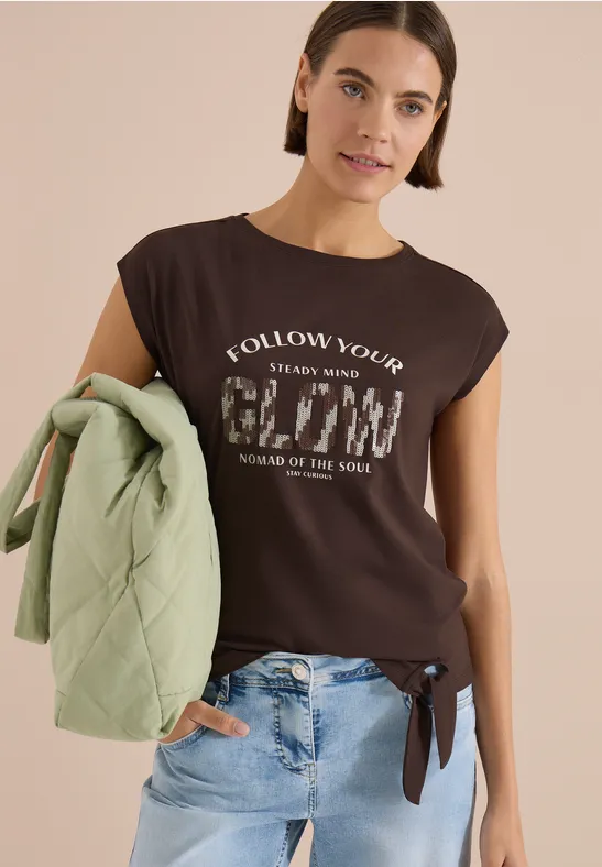 Print-Shirt mit Knotendetail