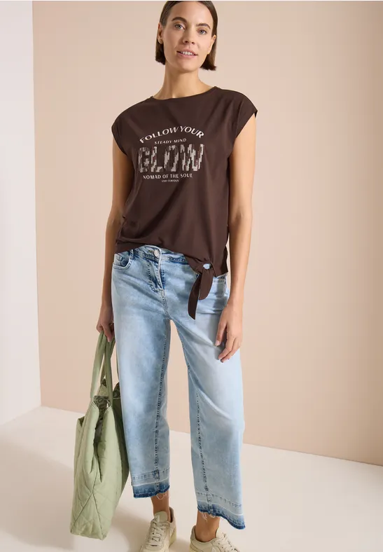 Print-Shirt mit Knotendetail