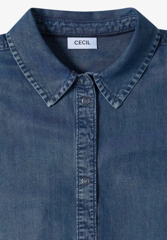 Hemdbluse mit Knotendetail im Denim-Look