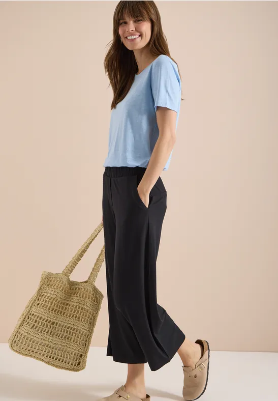 Lässige Wide-Leg-Hose in 3/4-Länge
