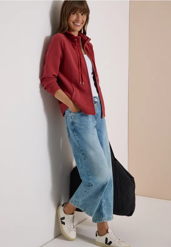 Sportive Ottoman-Strukturjacke mit Reißverschluss